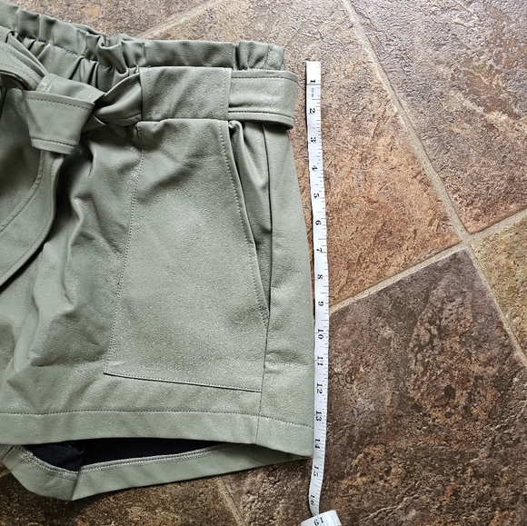 Petal & Pup High Waist Pleather Shorts with Waist Tie - Picture 7 of 8